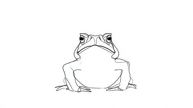 Minimalist frog illustration on white background.