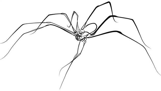 Detailed spider line art illustration white background.