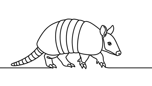 Armored armadillo illustration on white background.