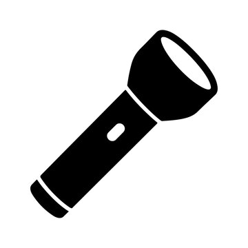 Flashlight Icon Silhouette, Portable Hand Torch for Emergency and Outdoor Use