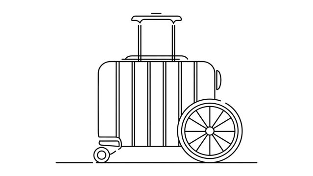 Travel suitcase with wheels on white background.