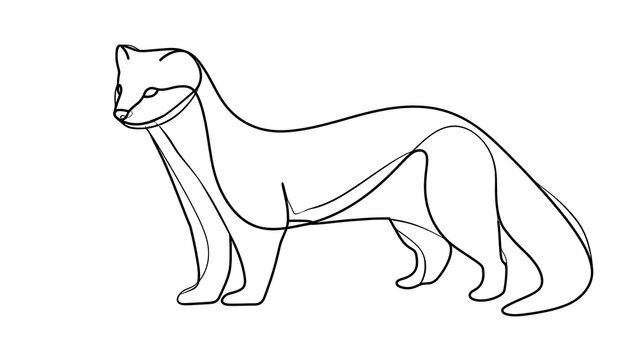 Minimalist line art cat drawing white background.