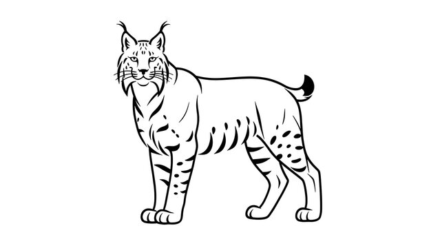 Lynx illustration on white background.