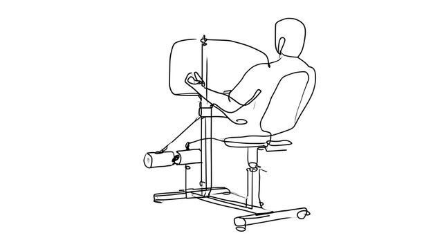 Person using ergonomic chair white background.