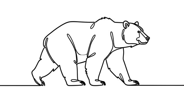 Minimalist bear drawing on white background.