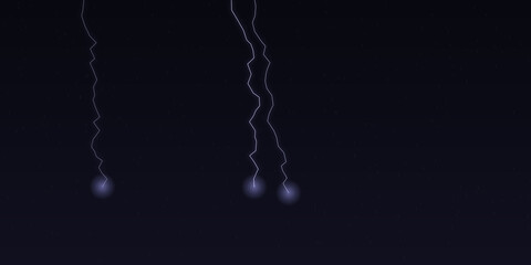 Bright lightning bolts striking in the dark night sky © KurratulAin