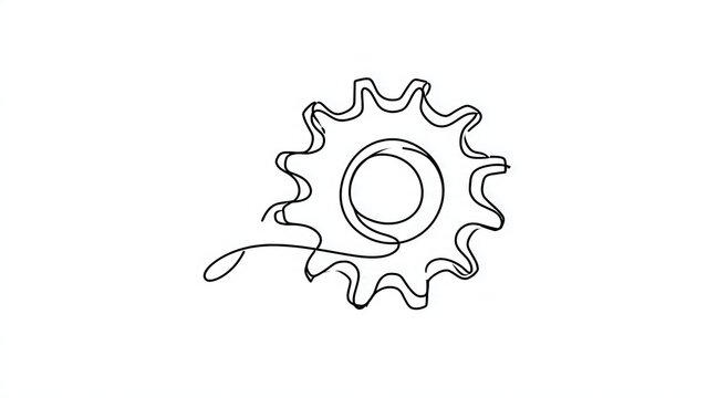 Hand drawn gear icon on white background.