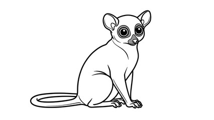 Fototapeta premium Cute cartoon lemur illustration white background.