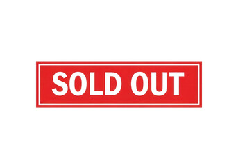 Fototapeta premium Sold out red rubber stamp icon, rectangular out of stock sign on white background, retail availability and inventory alert graphic