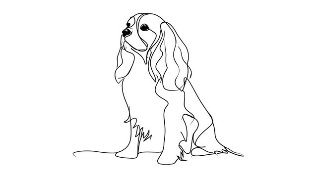 Cute spaniel dog sitting illustration white background.