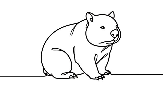 Cute wombat illustration on white background.