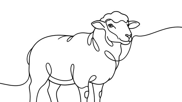 Simple line drawing of a sheep on white background.