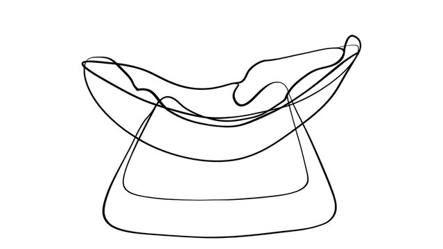 Minimalist handbag line art on white background.