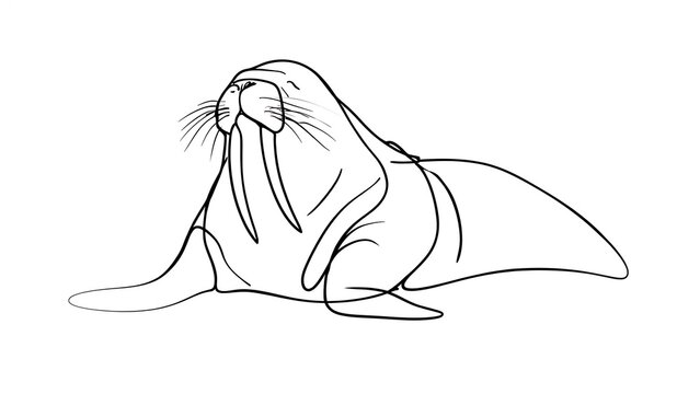 Walrus illustration on white background.