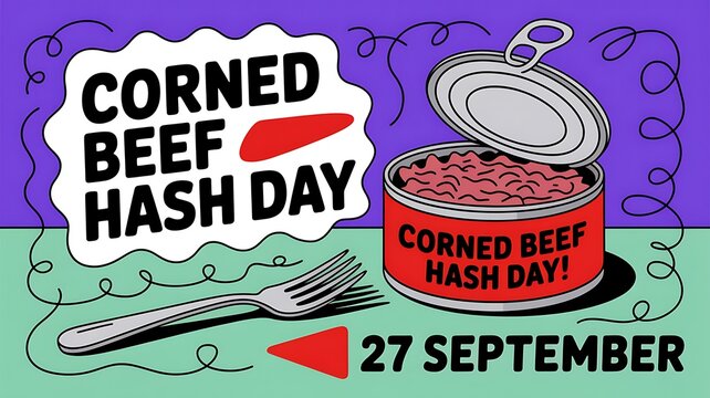 National corned beef hash day celebration illustration with breakfast september celebration illustration
