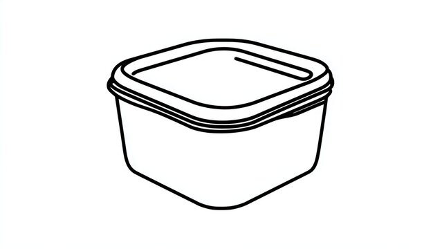 Plastic food storage container white background.