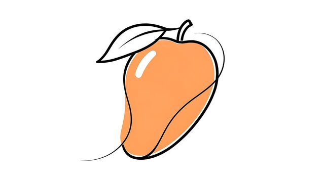 Orange mango fruit illustration white background.
