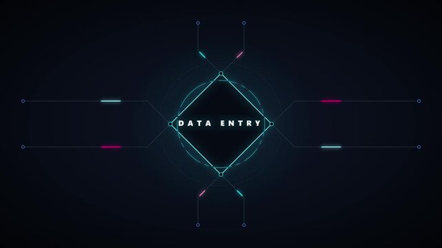 Data entry hud interface animation with digital circuitry and cybernetic ui technology