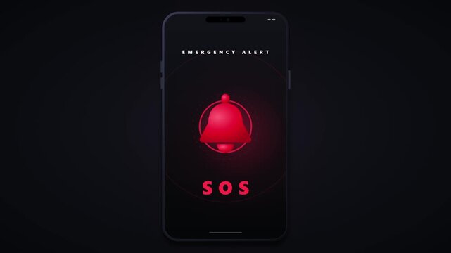 Emergency alert sos notification on smartphone screen digital security warning concept