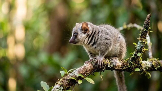 grey mouse lemur close up at morning light in madagascar rainforest video