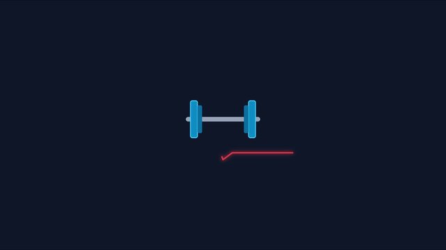 Animated dumbbell with checkmark for fitness and health app ui animation 4k exercise