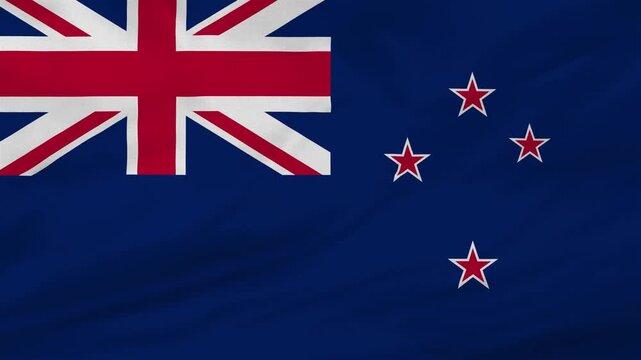 New Zealand Flag Waving Fabric Texture Close Up National Symbol Patriotic Representation