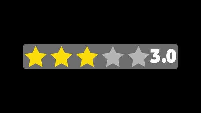 3 Stars to 3 Stars Rating Animation on Green Screen showing a noticeable rating drop for customer feedback, dissatisfaction, and review decline