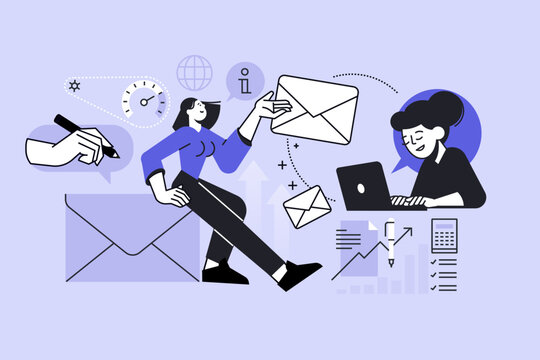 Creative business concept of online communication. Vector illustration for web banner, social media banner, business presentation, marketing material. 