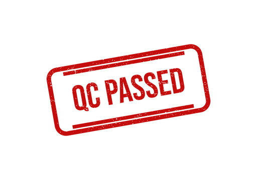 Red rectangular qc passed rubber stamp ink seal