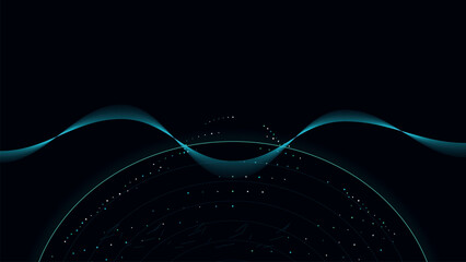 Abstract futuristic global network connection background with glowing planet earth and big data waves © Nur