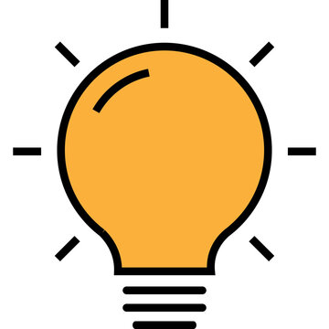 Yellow Glowing Light Bulb Idea Flat Vector Icon Symbol