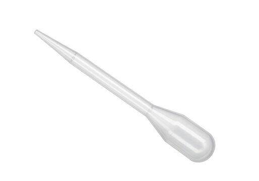 Disposable plastic transfer pipette isolated on transparent background for science, laboratory, and medical design projects
