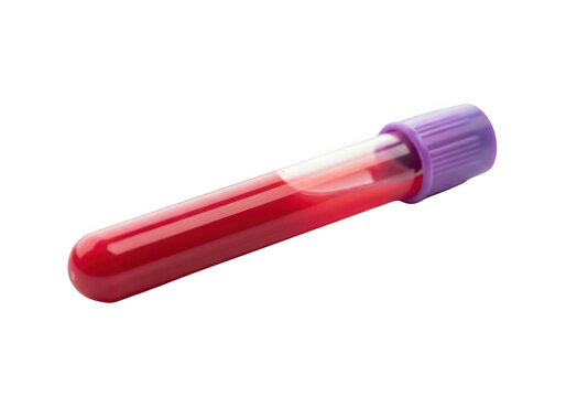 Blood test tube isolated on transparent background for medical research and laboratory analysis