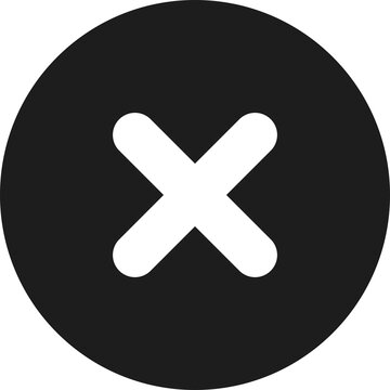 Cross mark icon black circular cancel button close symbol wrong mark error sign rejected badge isolated on white background vector