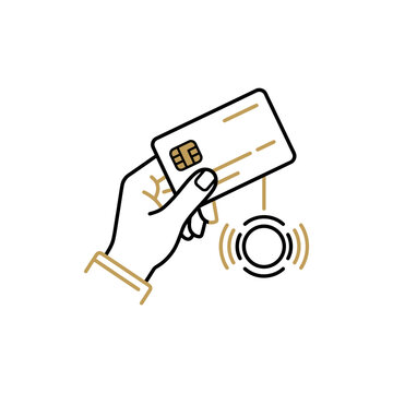 Hand Holding Credit Card for Contactless NFC Payment Transaction Icon