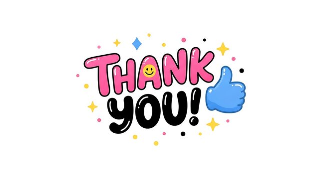 Thank you lettering with thumbs up gesture isolated on white background