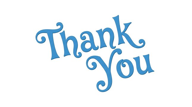Thank you text in a decorative blue font