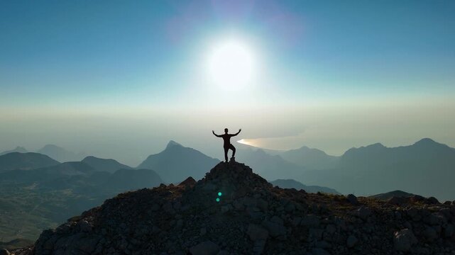 Sunrise Silhouette Mountain Peak Drone
