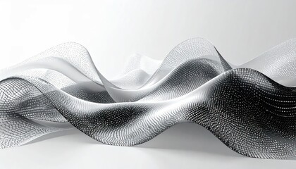 Fototapeta premium Black and white dot matrix wave pattern.
