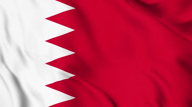 Bahrain National Flag Waving in Wind with Realistic Fabric Texture, Seamless Loop Animation 4K