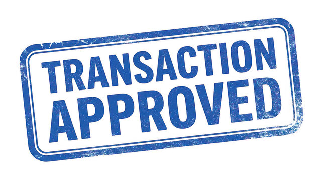 Transaction approved blue rubber stamp design