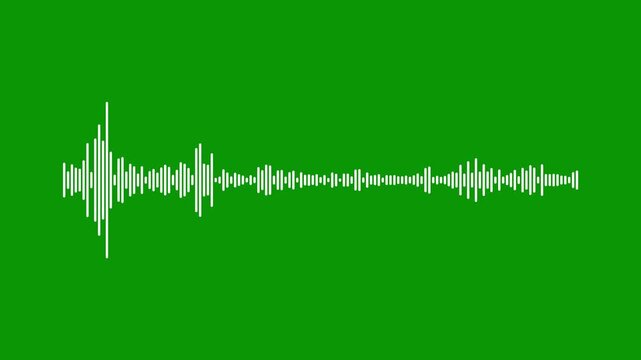 Digital audio waveform spectrum, white sound frequency pulse visualization, sound line audio wave visualization voice record animation on green screen, music equalizer rhythm bars overlay effect.4k