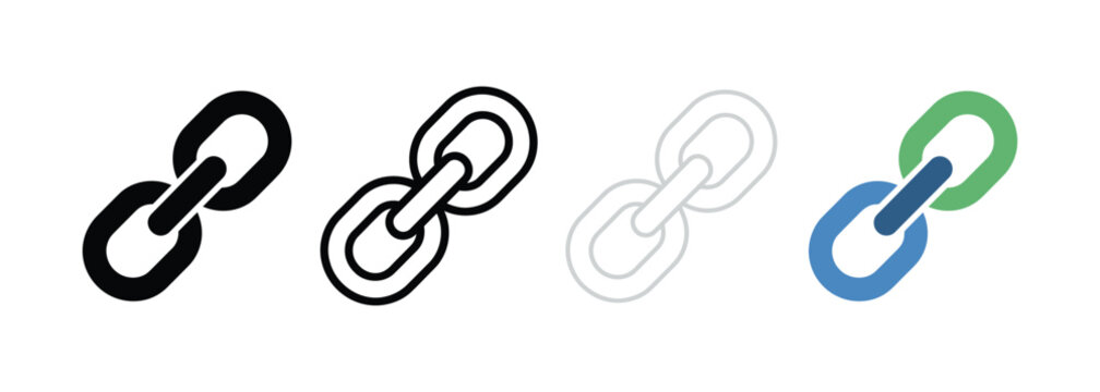 Colorful chain link icons with transparent background variations