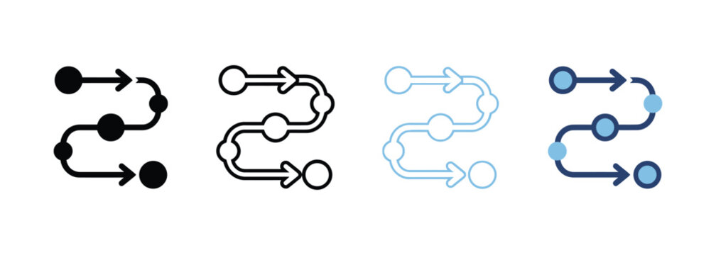 Four different flowchart diagrams with connected nodes and arrows