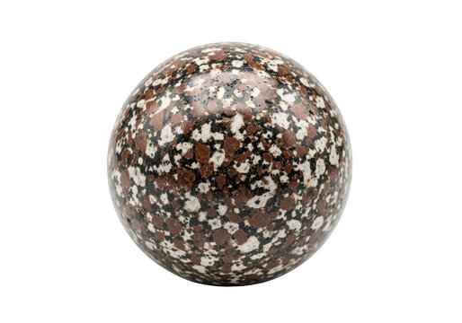 Polished granite stone sphere isolated on transparent background
