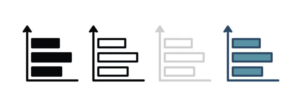 Illustration showing progressive growth of stacked elements with upward arrows