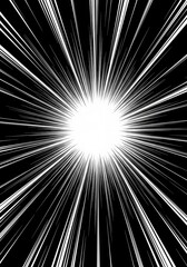 Fototapeta premium Black and White Manga Speed Lines Background, Radial Action Lines for Comic and Graphic Design Projects