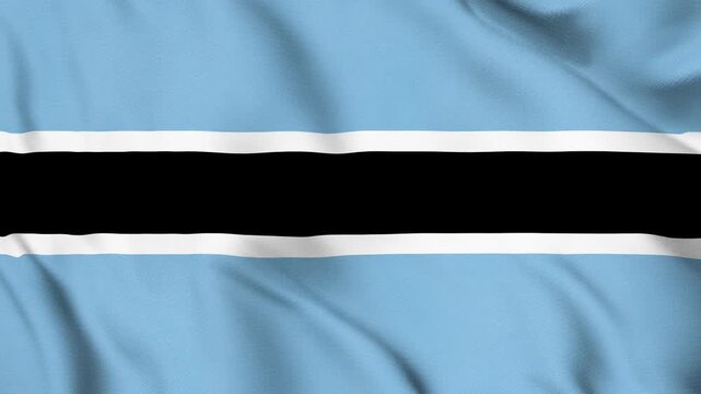Botswana National Flag Waving in Wind with Realistic Fabric Texture, Seamless Loop Animation 4K