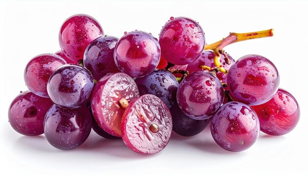 Fresh grapes with seeds isolated on white background, premium fruit photography