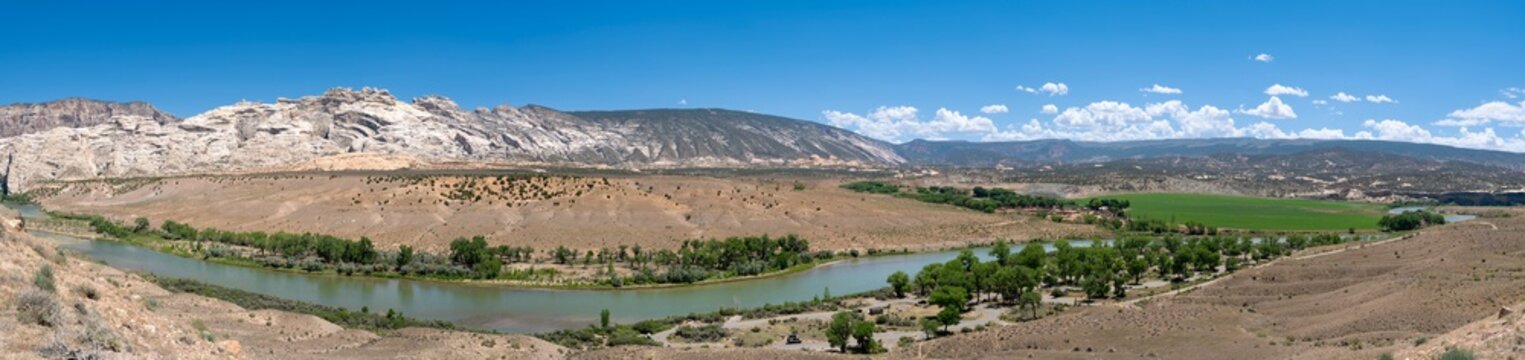 Panorama of the historic Chew Ranch along the Green River at Dinosaur National Monument, Utah, USA